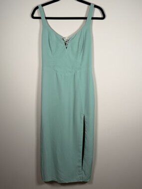 Abercrombie & Fitch Corset Lace Up Side Slit Midi Dress Sage Green sz Small